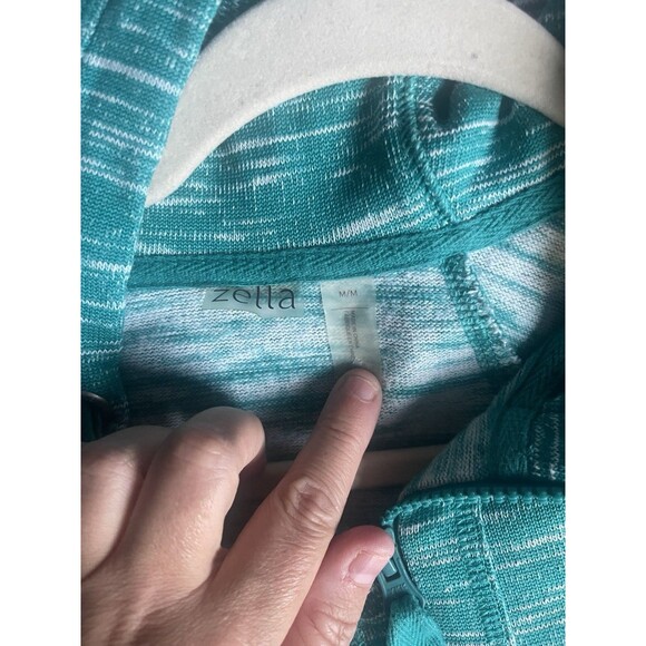 Zella Womens Scuba Hoodie Jacket Slim Size Medium Full Zip Space Dye Thumb Hole. - Picture 4 of 13